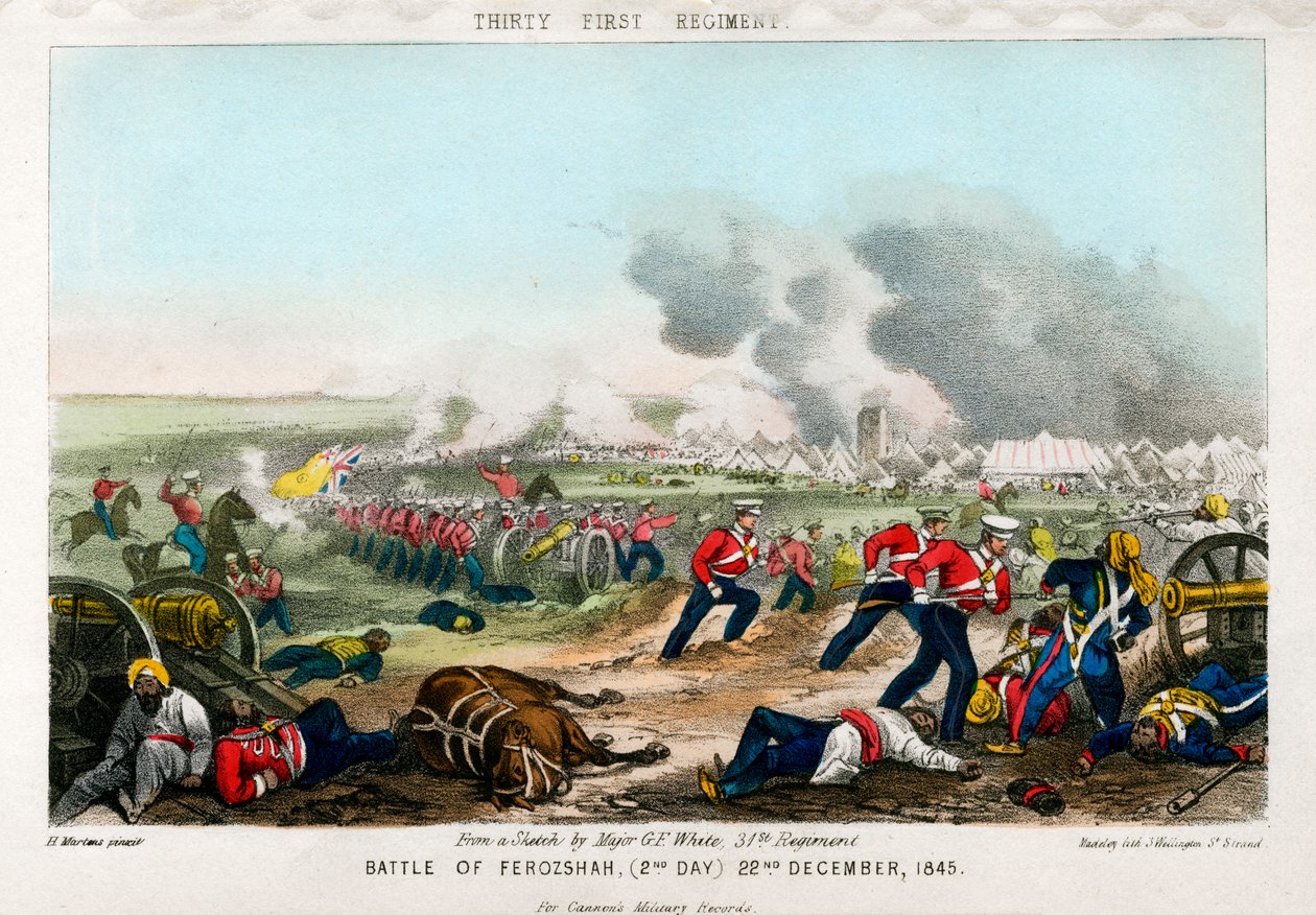 Harmincegyedik ezred, Ferozesah-i csata, 2. nap, 1845. december 22. alkotó: Madeley