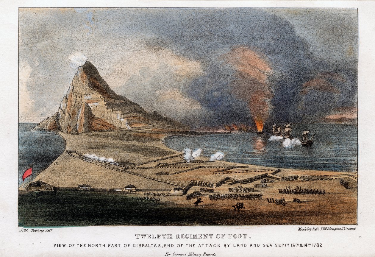 Tizenkettedik gyalogezred, Gibraltár északi része, 1782. szeptember 13. és 14. alkotó: Madeley