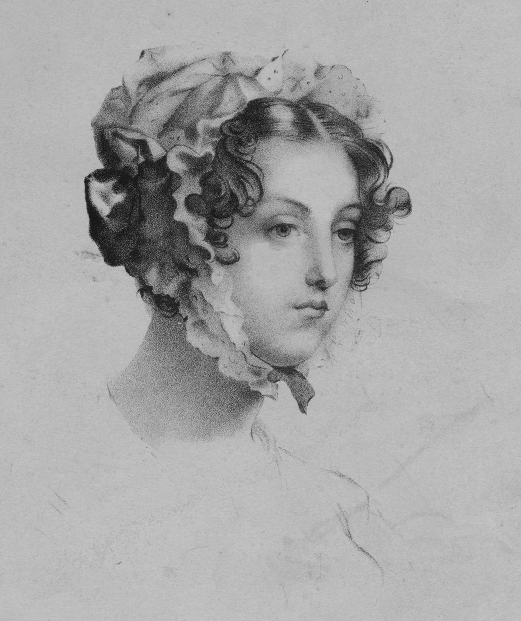 Motorháztetőt viselő nő, 1820-as évek. alkotó: Mademoiselle Formentin