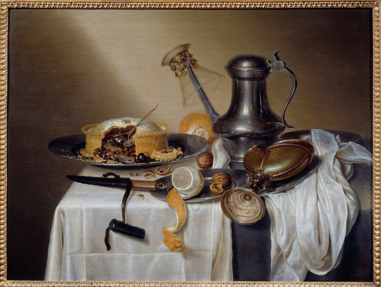 Csendélet Pástétom citromos és ónos kancsóval. Maerten Boelema de Stomme (1611-1664) festménye 17. század V. 0,6x0,79 m Nantes, Musee des Beaux Arts alkotó: Maerten Boelema de Stomme