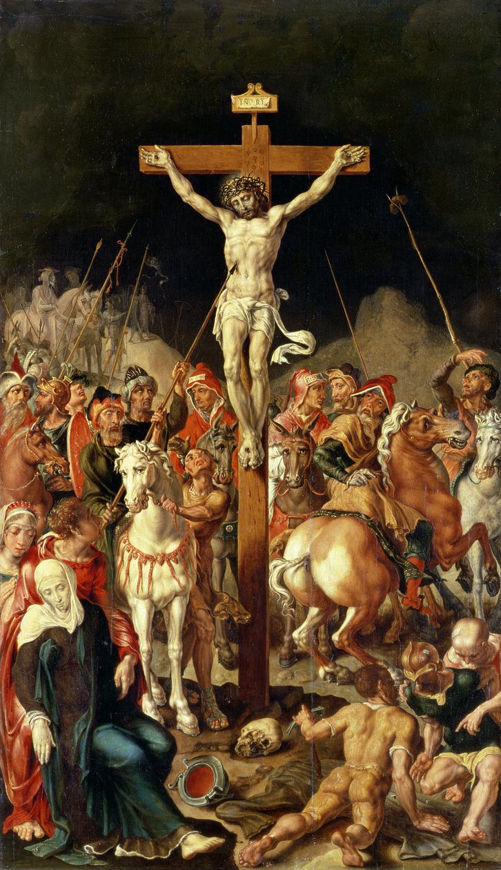 Kálvária, triptichon központi táblája (a tábláról átvitt olaj, vászon) alkotó: Maerten van Heemskerck