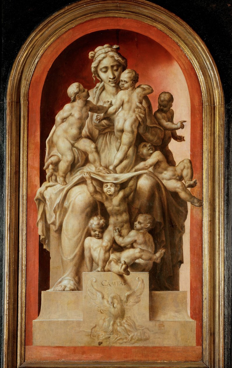 Caritas. Grisaille, tölgy ... alkotó: Maerten van Heemskerck