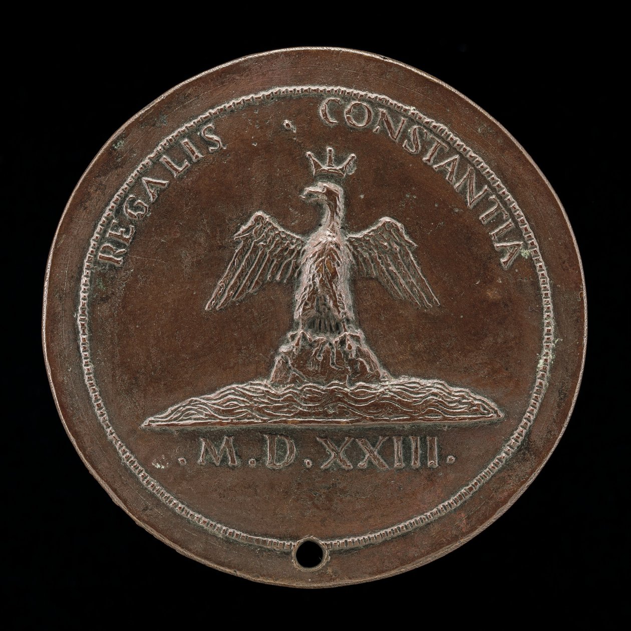 Koronás sas egy halmon Amid Waters [hátra], 1523. alkotó: Maffeo Olivieri