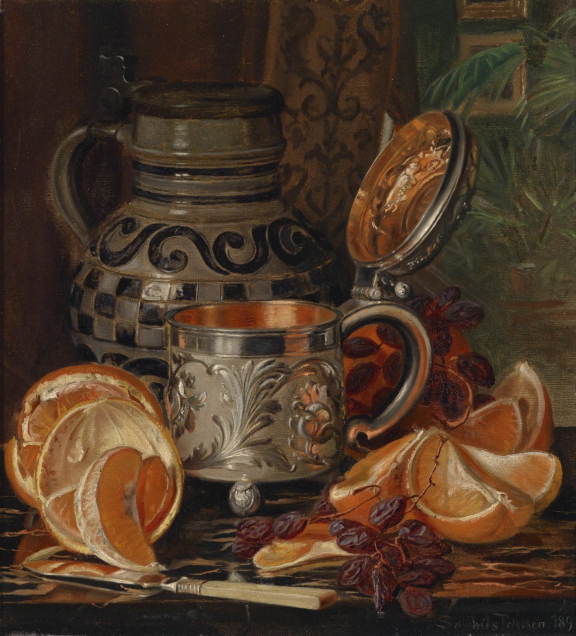 Csendélet naranccsal alkotó: Magnus Otto Sophus Petersen