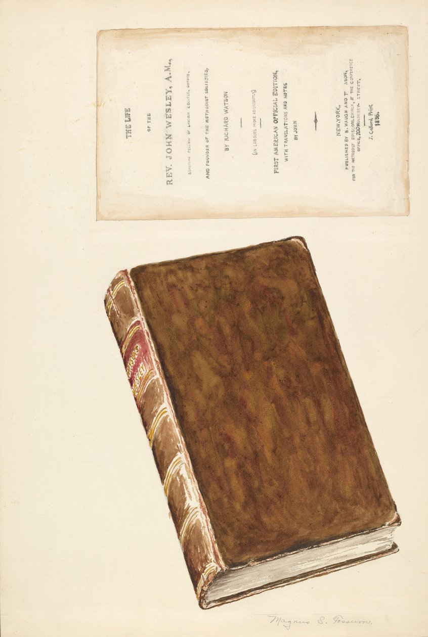 Régi könyv, Wesley élete, c. 1936. alkotó: Magnus S. Fossum
