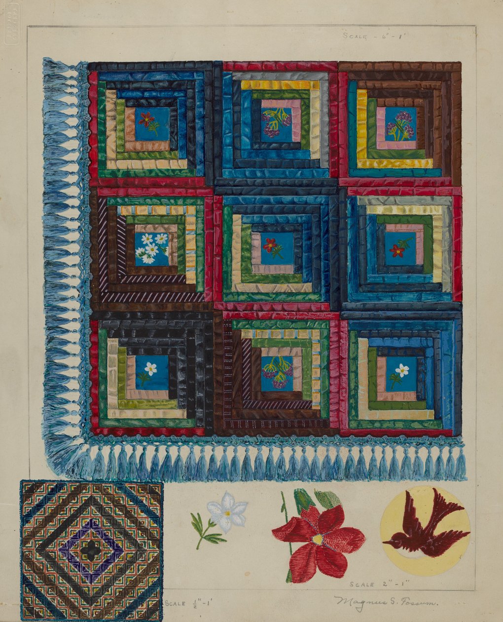 Paplan - gerendaház minta, c. 1936. alkotó: Magnus S. Fossum