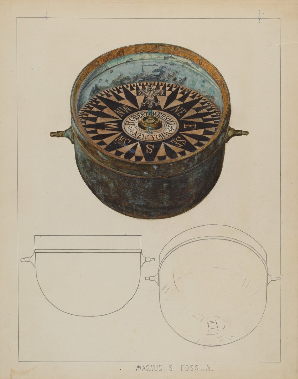 Hajóiránytű, c. 1937. alkotó: Magnus S. Fossum