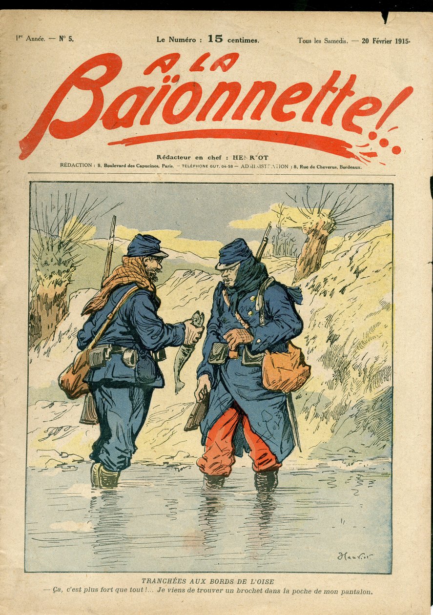 A „La Baionnette” címlapja, színekben szatirikus alkotó: Henri Maigrot