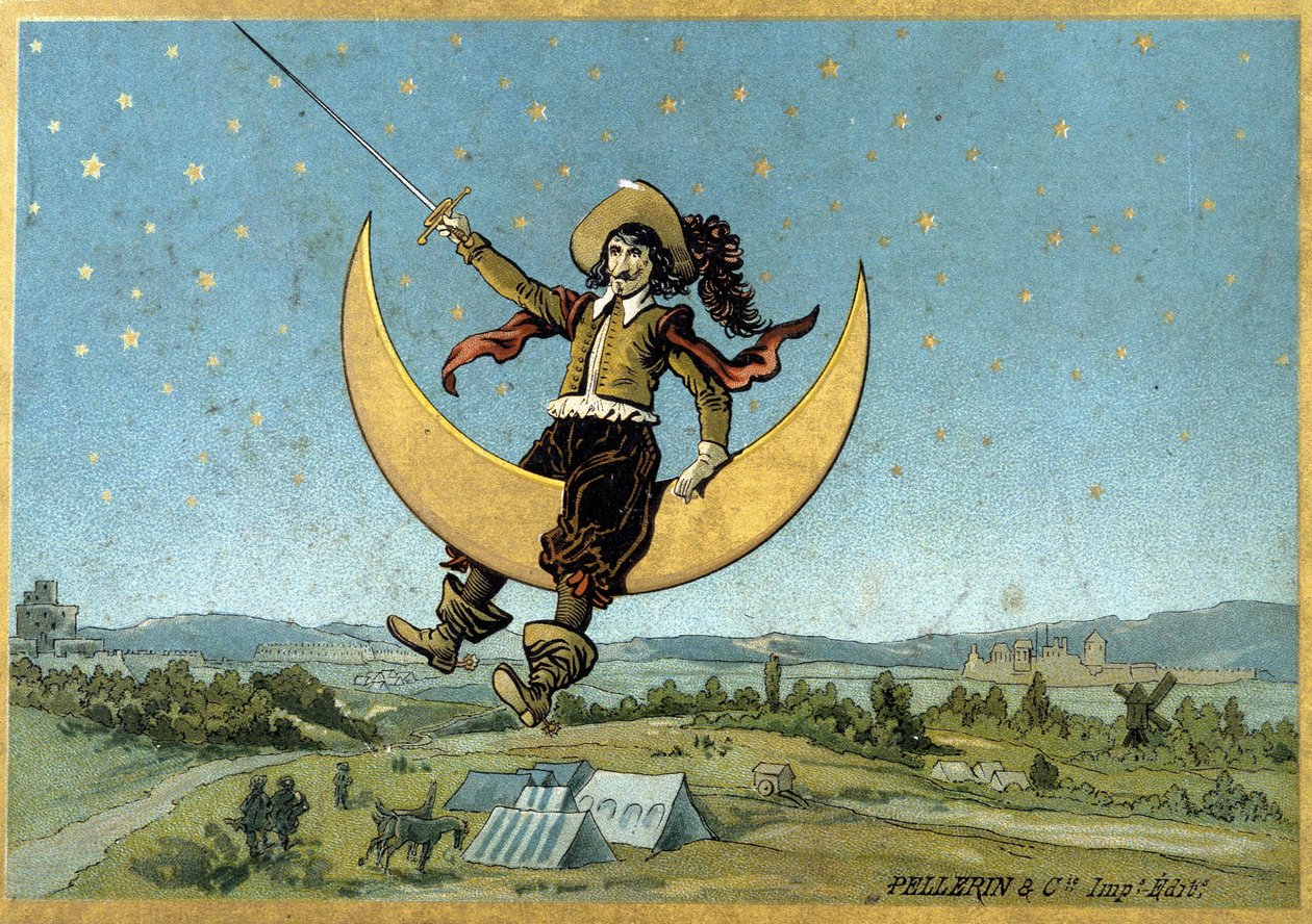 Cyrano de Bergerac illusztrációja „A másik világ” című regényében alkotó: Henri Maigrot