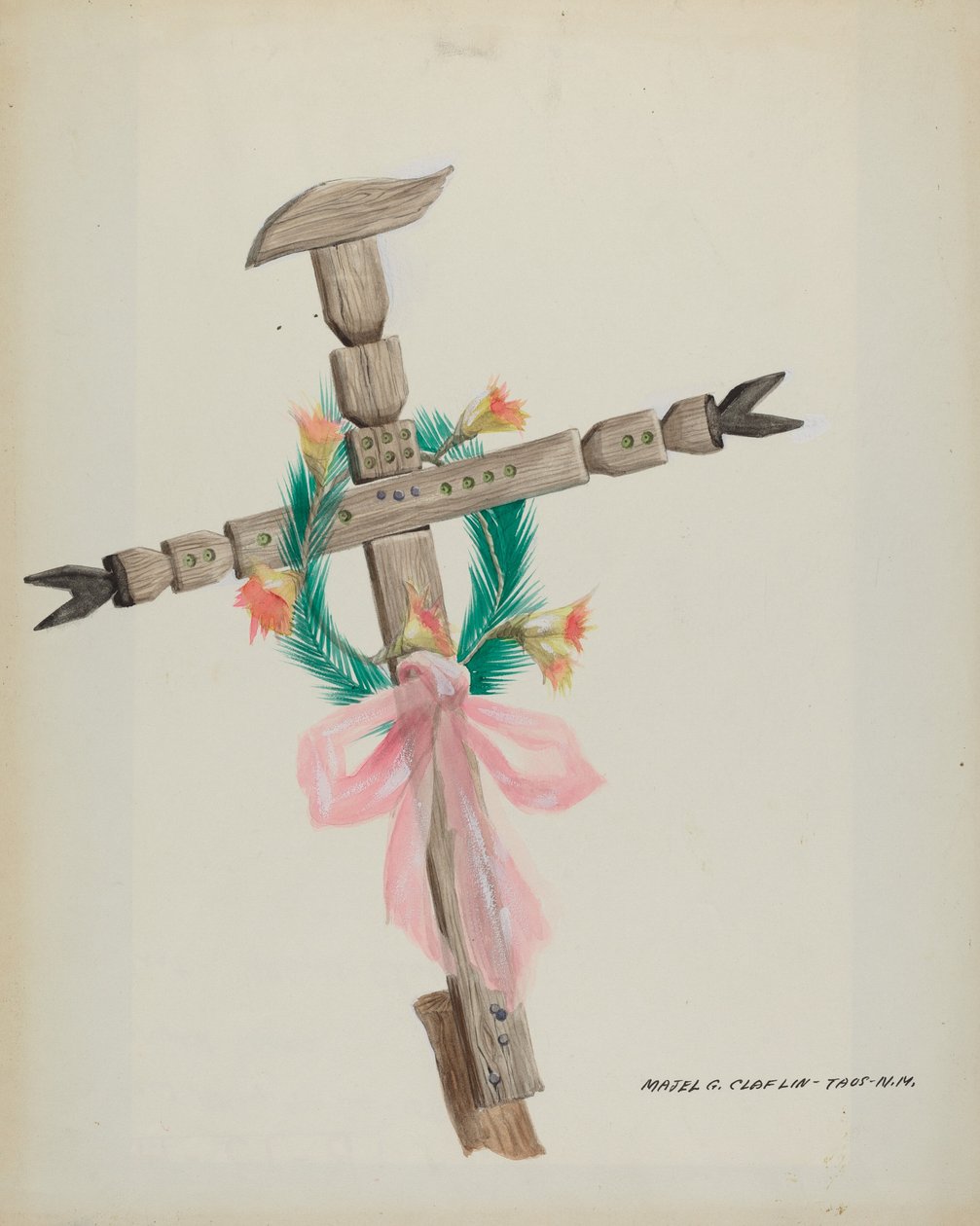 Faragott kereszt - sír, c. 1937. alkotó: Majel G. Claflin