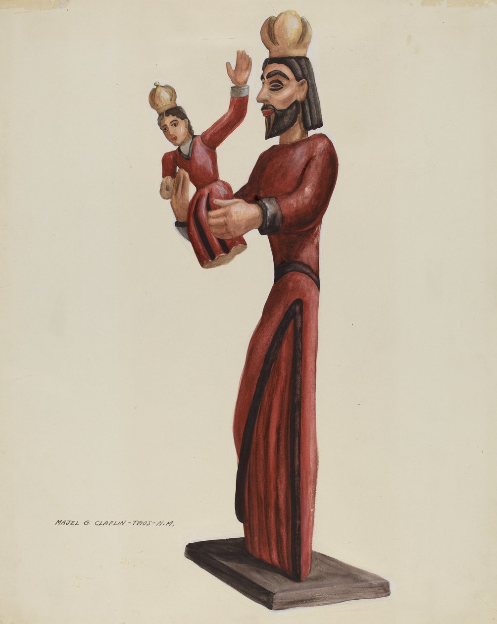 Faragott és festett Santo-San Jose, c. 1937. alkotó: Majel G. Claflin