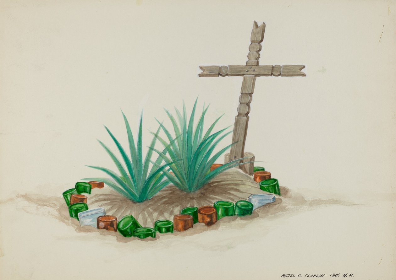 Gyermeksír fakereszttel - Palackdíszek, c. 1937. alkotó: Majel G. Claflin