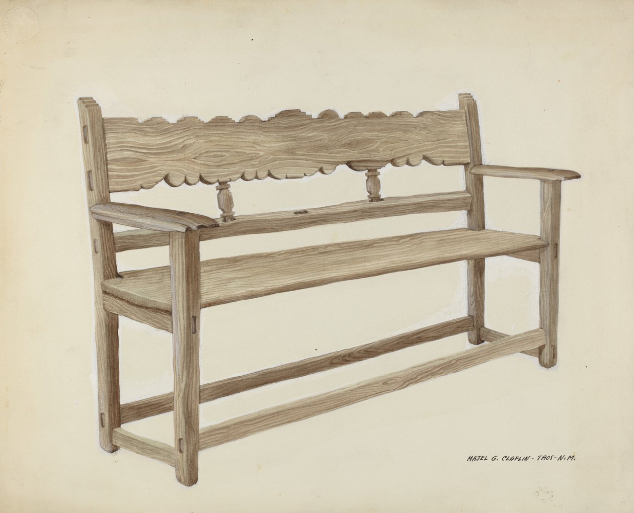 Templomi pad - fa, c. 1937. alkotó: Majel G. Claflin