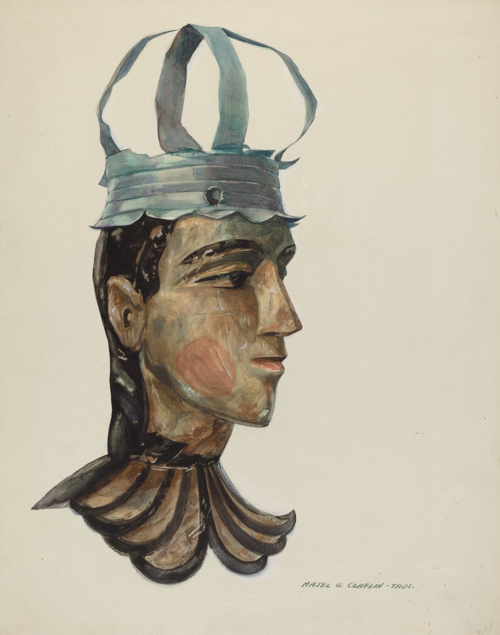 Faragott figura feje ónkoronával alkotó: Majel G. Claflin