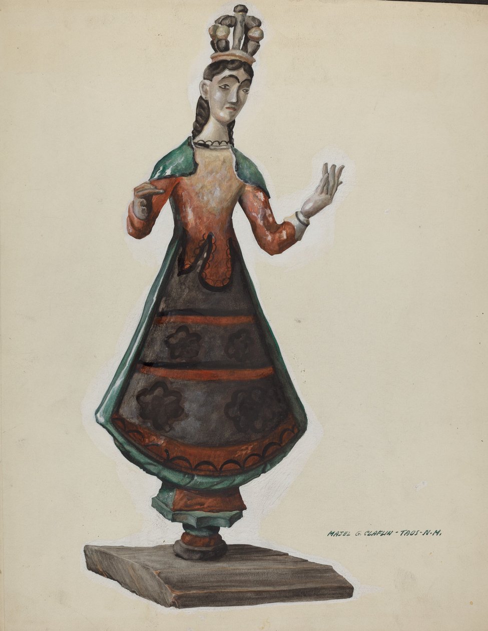 Nagy festett fa Szent Szűz Mária, c. 1937. alkotó: Majel G. Claflin