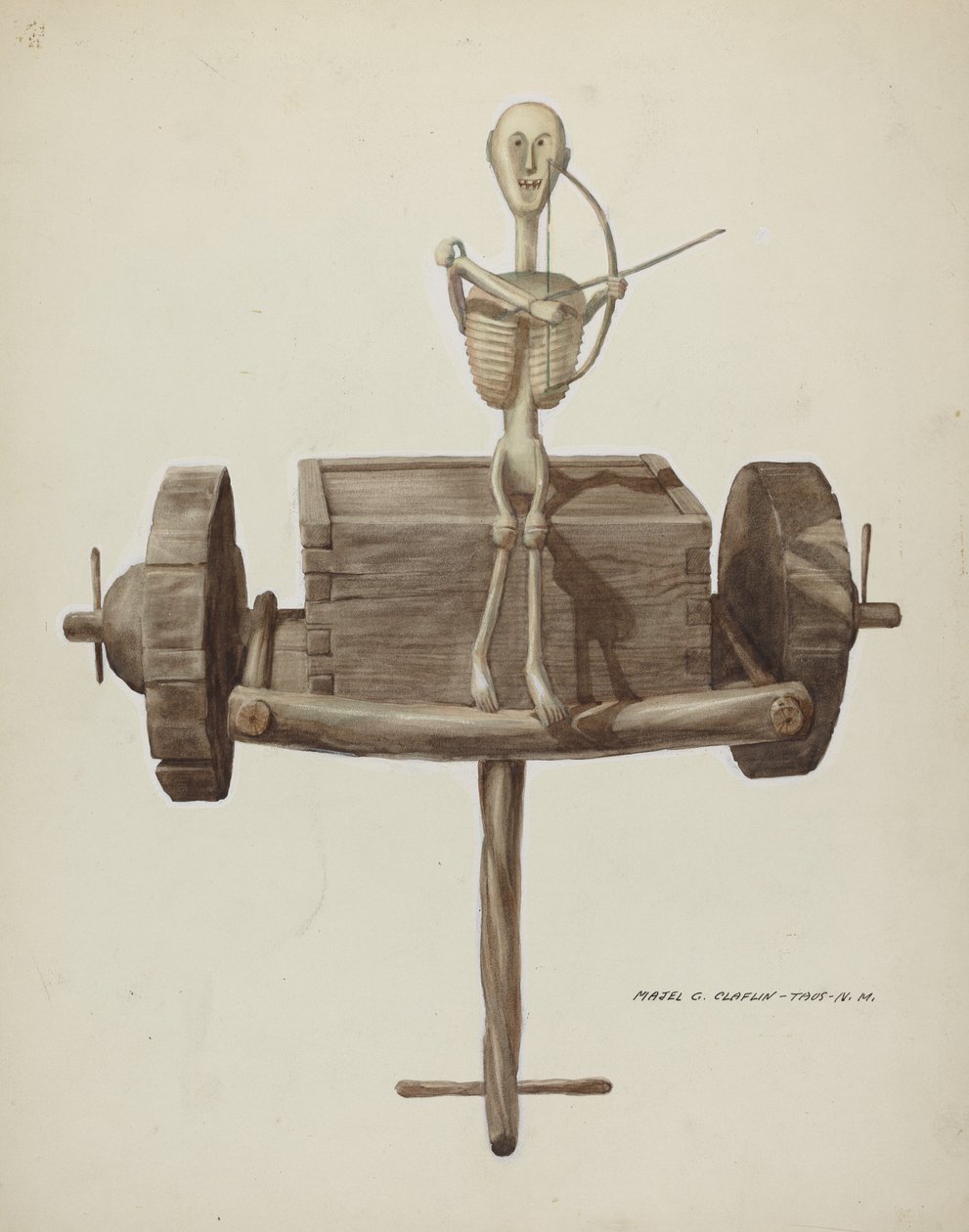 Penetente Death Cart & Death Figure, c. 1937. alkotó: Majel G. Claflin