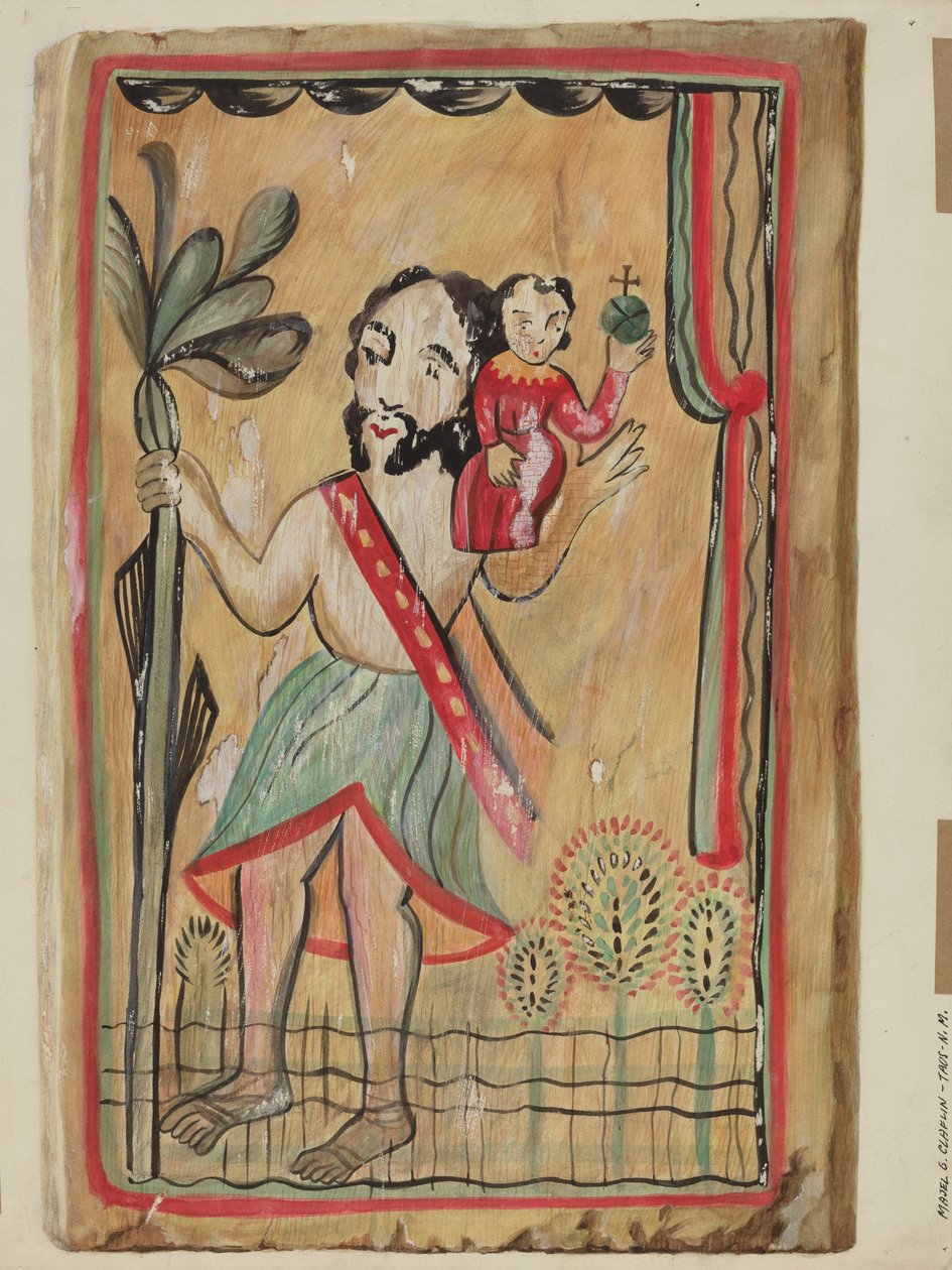 Retablo - San Christopher, 19351942. alkotó: Majel G. Claflin