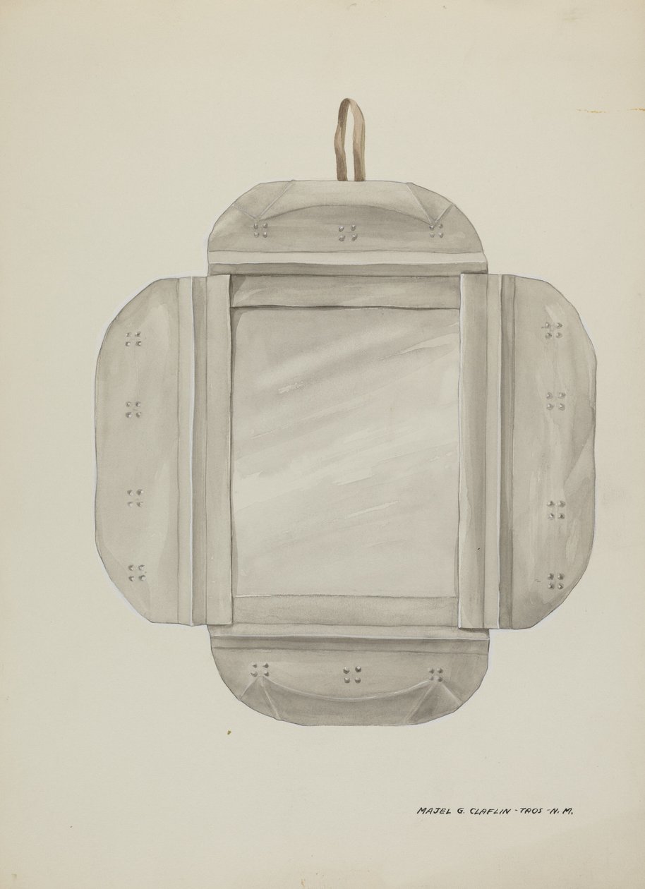 Bádog tükörkeret, c. 1937. alkotó: Majel G. Claflin