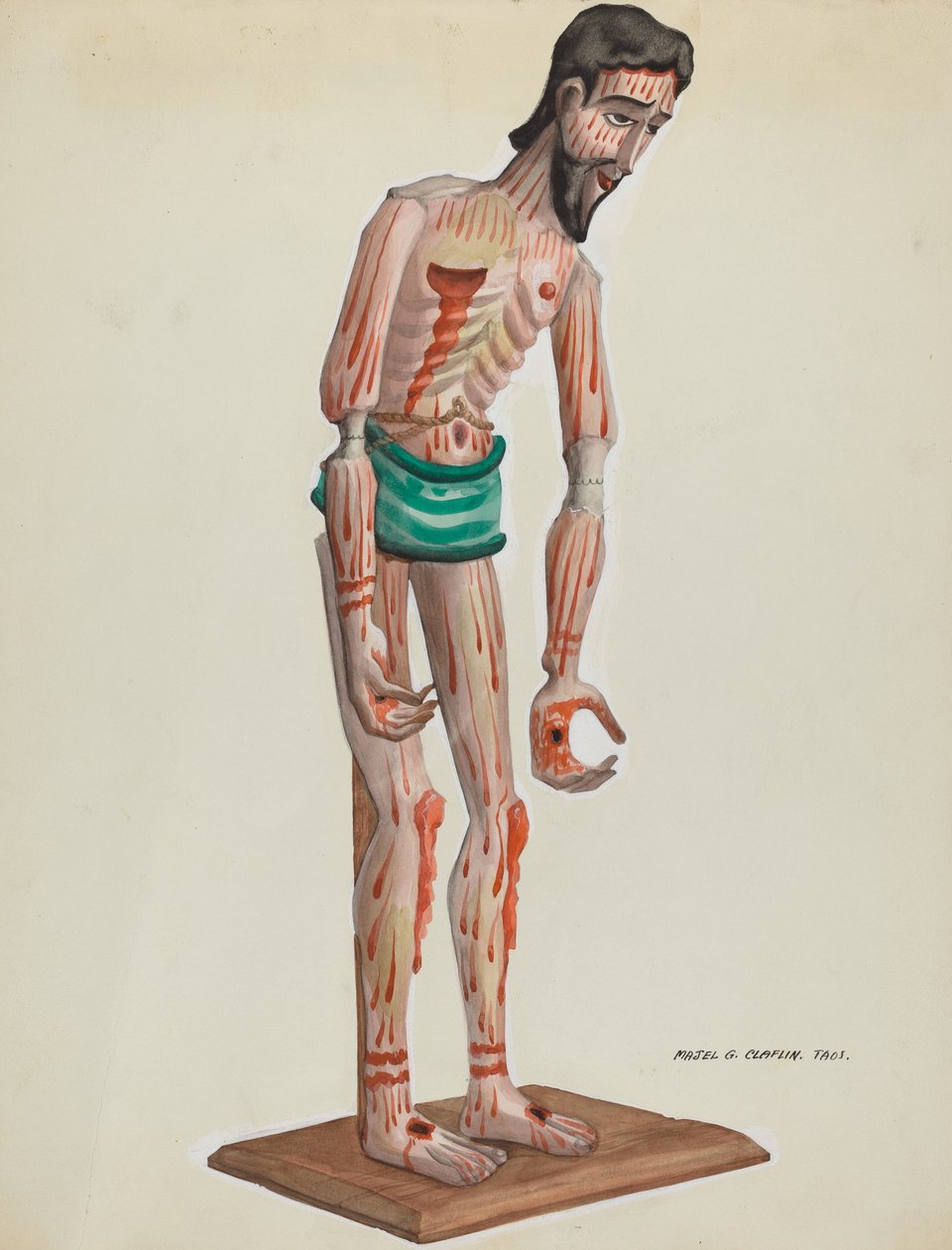 Fából készült Christo, Festett Elölnézet, c. 1937. alkotó: Majel G. Claflin