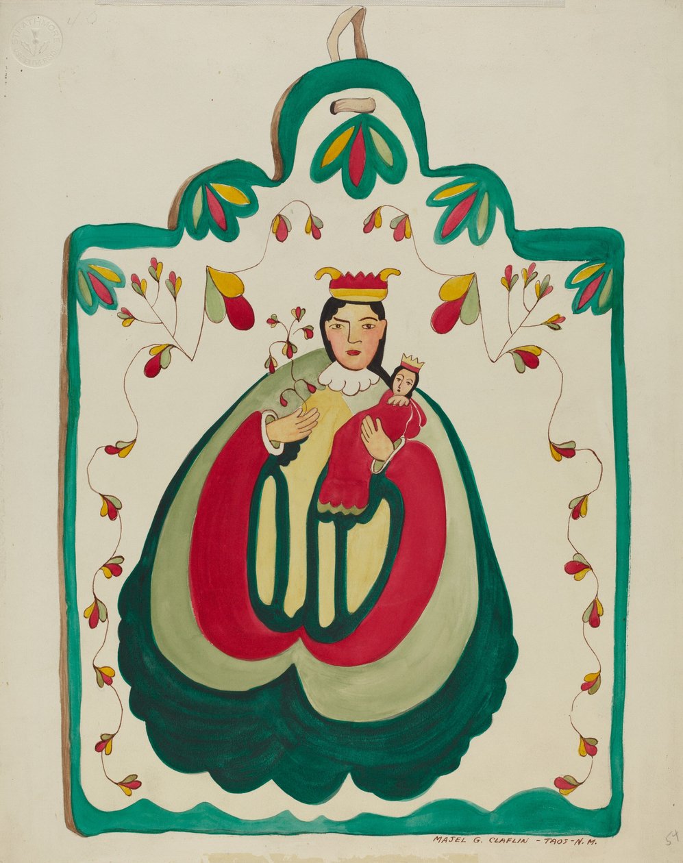 Fából készült oltárkép, Szent Antal, c. 1937. alkotó: Majel G. Claflin