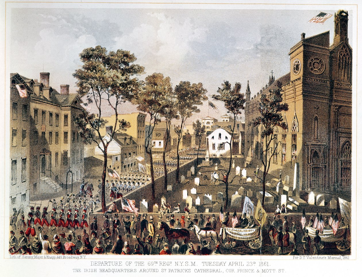 A 69. ezred indulása, N.Y.S.M., 1861. április 23., az ír főhadiszállás a St. Patrick