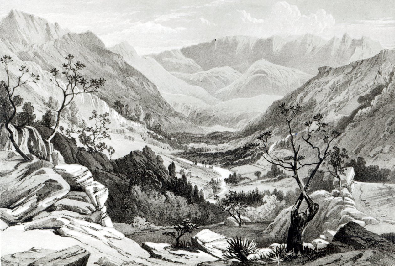 Kilátás Senafe és Rahaguddy között, James Ferguson metszetében (litográfia) alkotó: Major A.G.F. Hogg