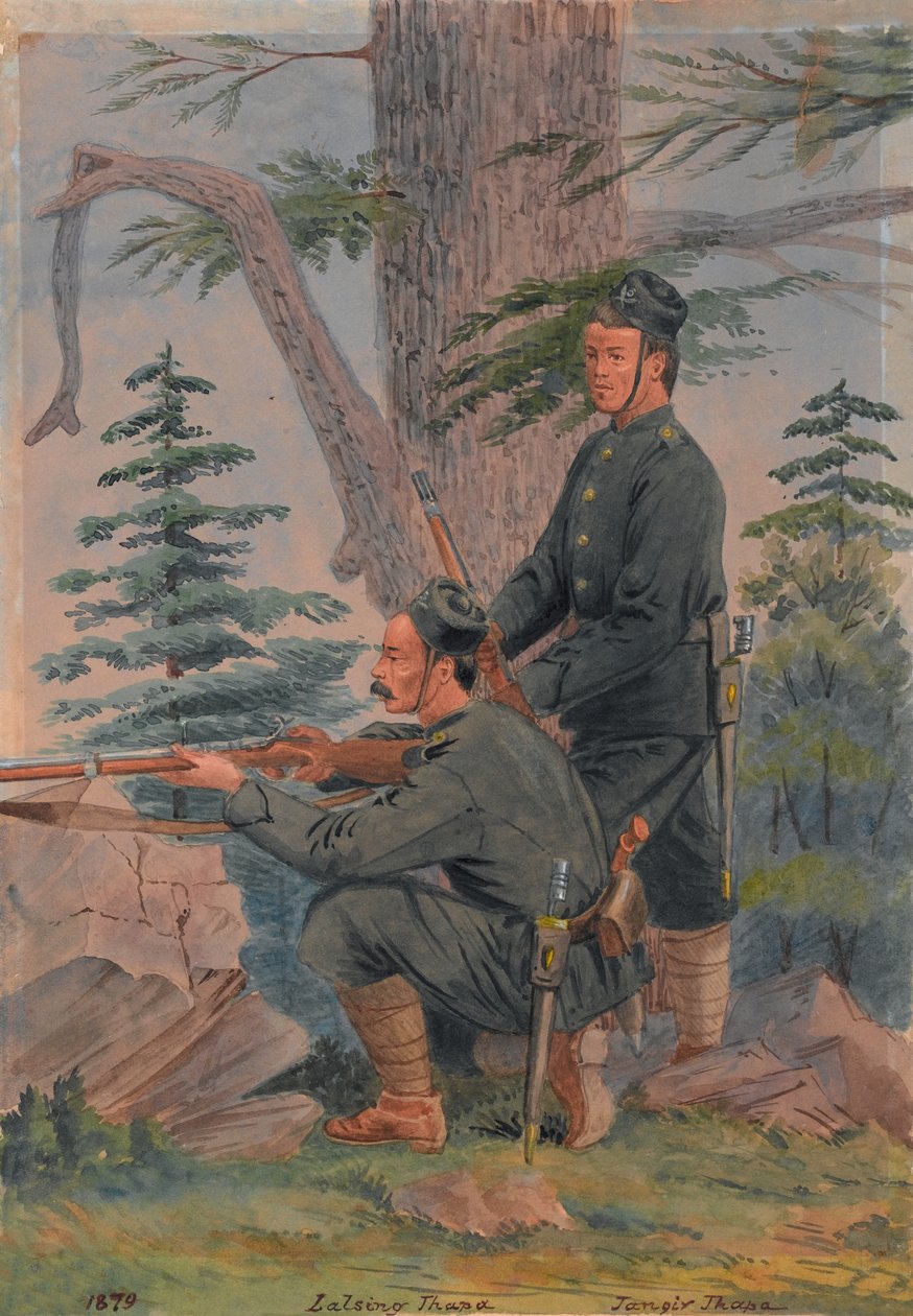 Lalsing Thapa és Jangir Thapa az 5. Gorkha Ezredből, Pewar Kotal, Afganisztán alkotó: Major General R.G. Woodthorpe