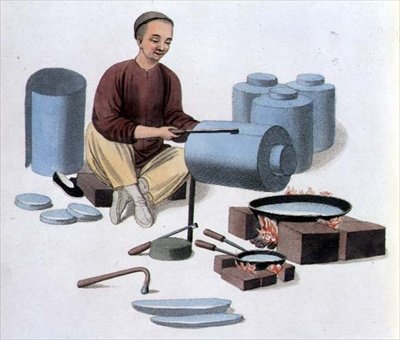 A Canister Maker, 53. tábla a "The Costumes of China" című könyvből, J. Dadley metszete. alkotó: Major George Henry Mason