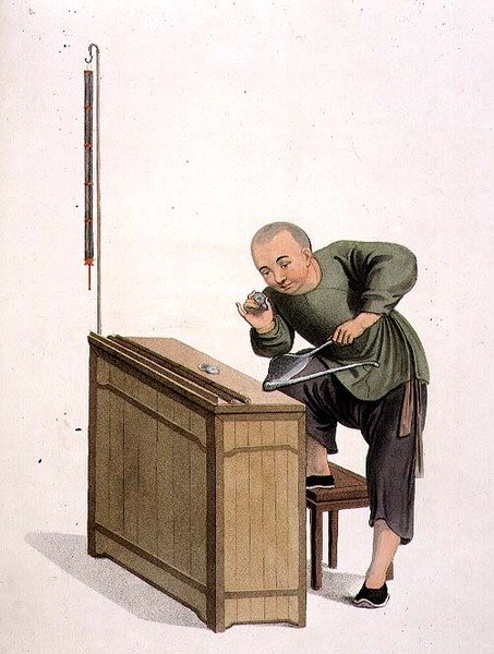 Pénzváltó, 4. tábla a „Kína jelmezéből”, J. Dadley metszet alkotó: Major George Henry Mason