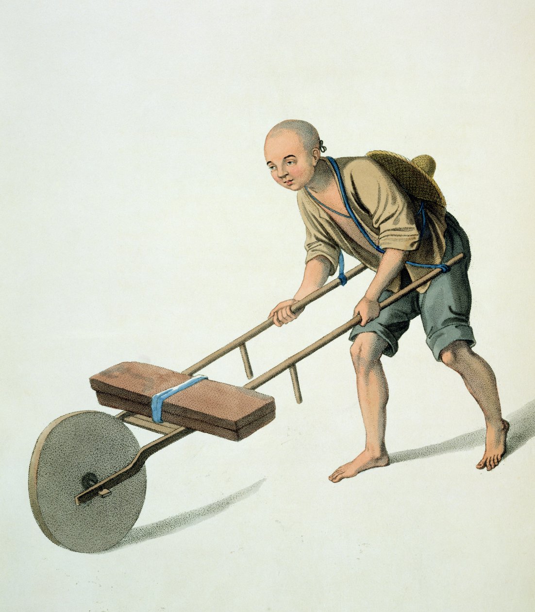 Egy munkás, 27. tábla a "The Costume of China" című könyvből, metszet: J. Dadley, 1800. alkotó: Major George Henry Mason