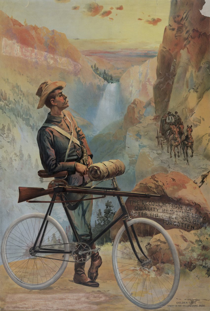 Golden Gate, naplemente a Yellowstone Parkban, 1897 körül (kromolitográfia) alkotó: Major and Knapp Sarony