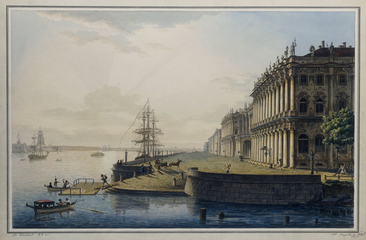 Kilátás a császári téli palotára, 1818 alkotó: Maksim Nikiforovich VorobOev