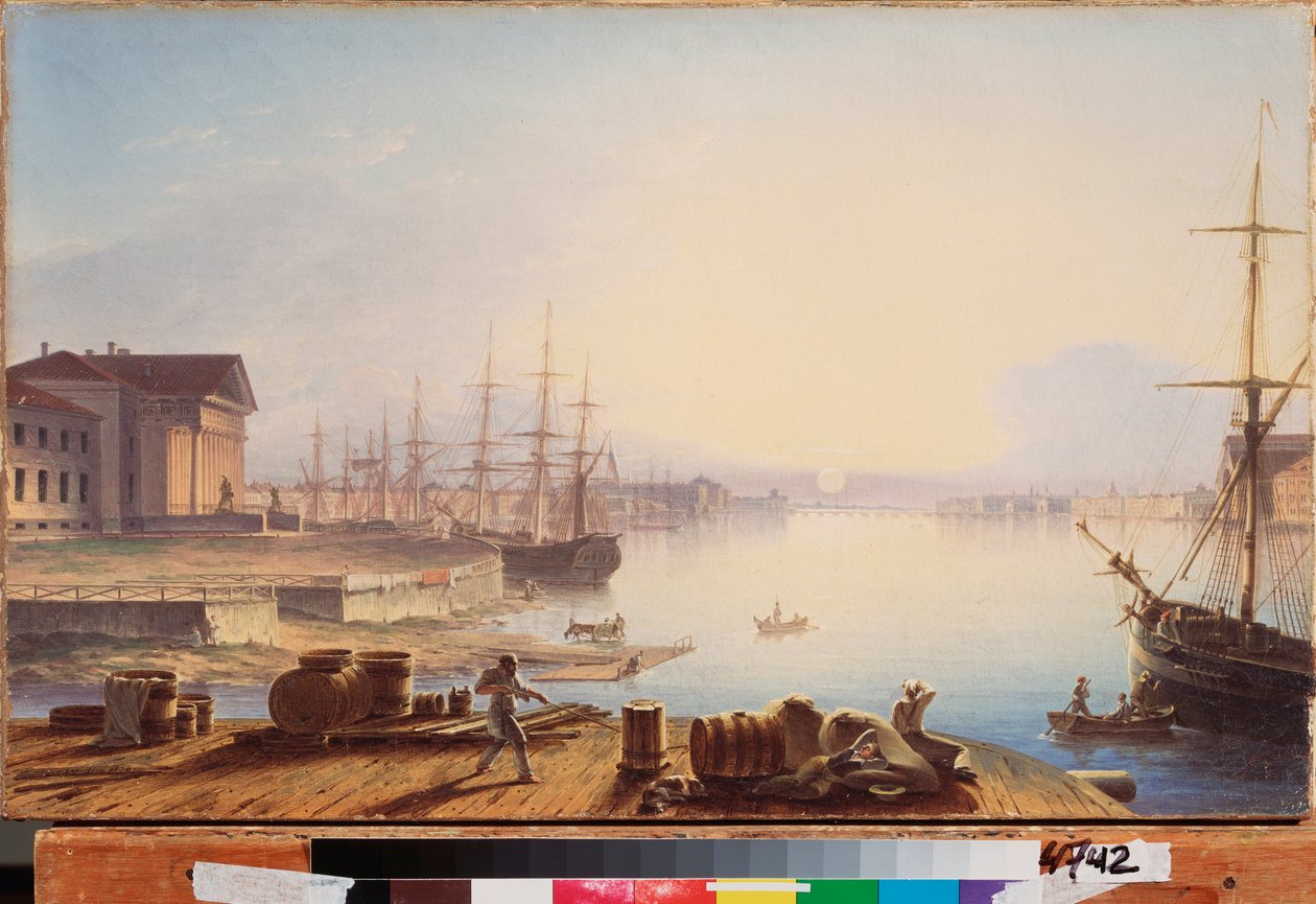 Napkelte a Néva felett Szentpéterváron – Makszim Nyikiphorovics Vorobjev (Vorobiev) (1787-1855) festménye, olaj, vászon alkotó: Maksim Nikiforovich Vorobiev