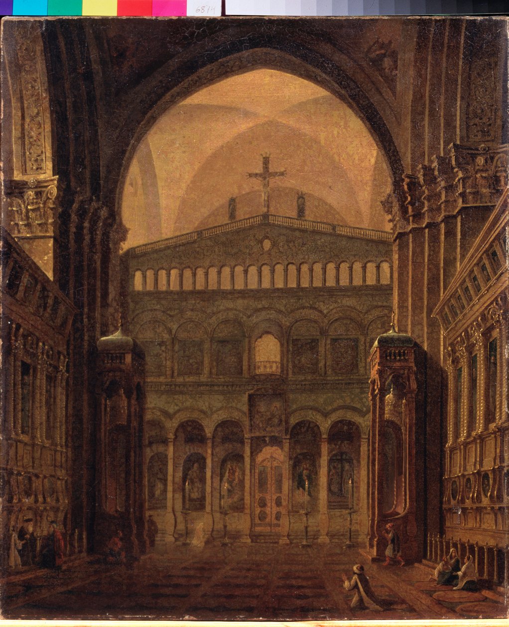 A jeruzsálemi templom belseje – Makszim Nyikiphorovics Vorobjev (Vorobiev) (1787-1855) festménye, olaj, vászon alkotó: Maksim Nikiforovich Vorobiev