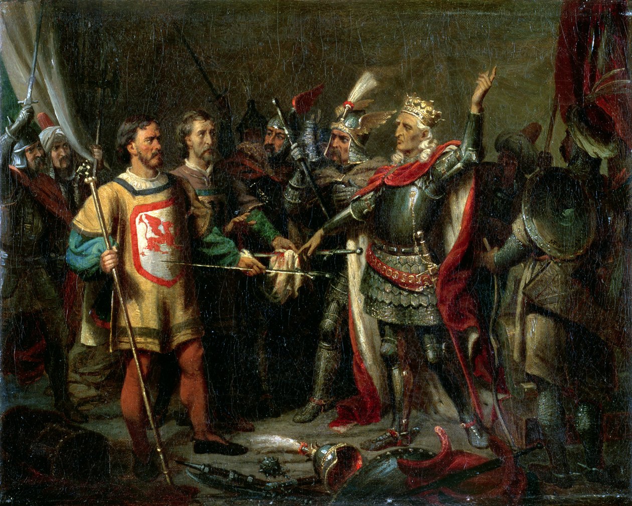Wladyslaw II Jagiello a tannenbergi csata előtt, 1410. július 15., 1854 alkotó: Maksymiljan Antoni Piotrowski