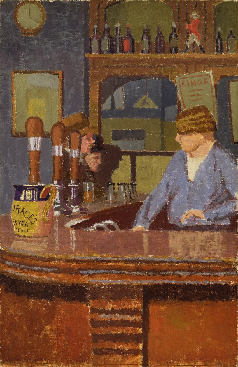 The Princess of Wales Pub, Trafalgar Square: Mrs. Francis a bár mögött, 1931 körül alkotó: Malcolm Drummond