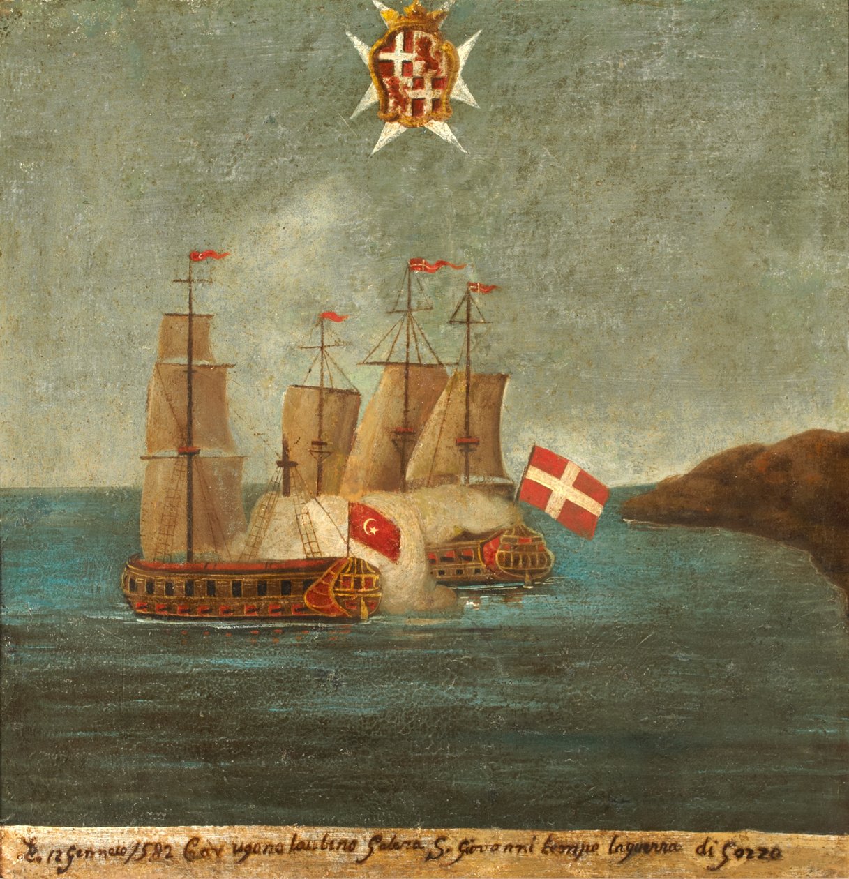 Tengerészeti csata, 1582, Gozo alkotó: Maltese School