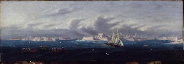 Kilátás a Valletta kikötőre, Málta alkotó: Maltese School