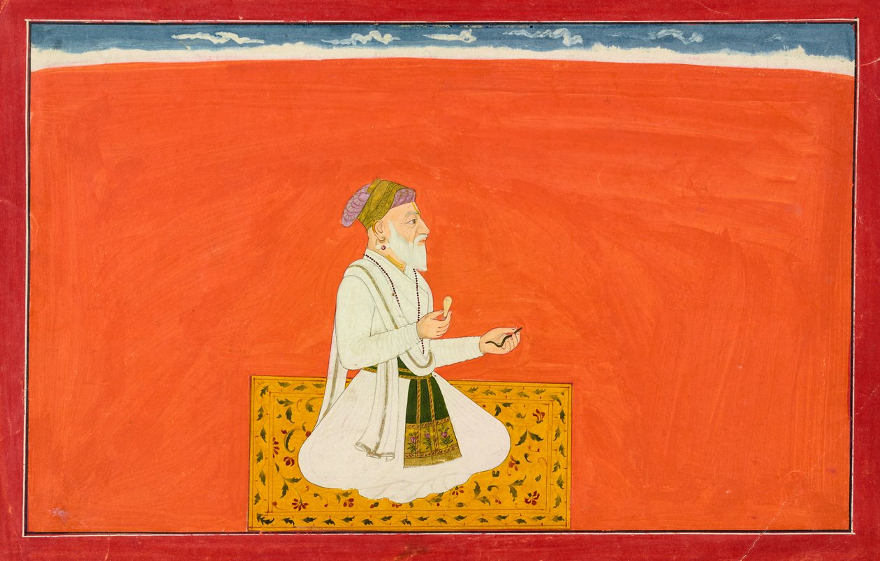 Az igazi orvos Dhanvantari, Folio a hatodik Bhagavata Purana sorozatból..., Ka. 1735-1740. alkotó: Manaku