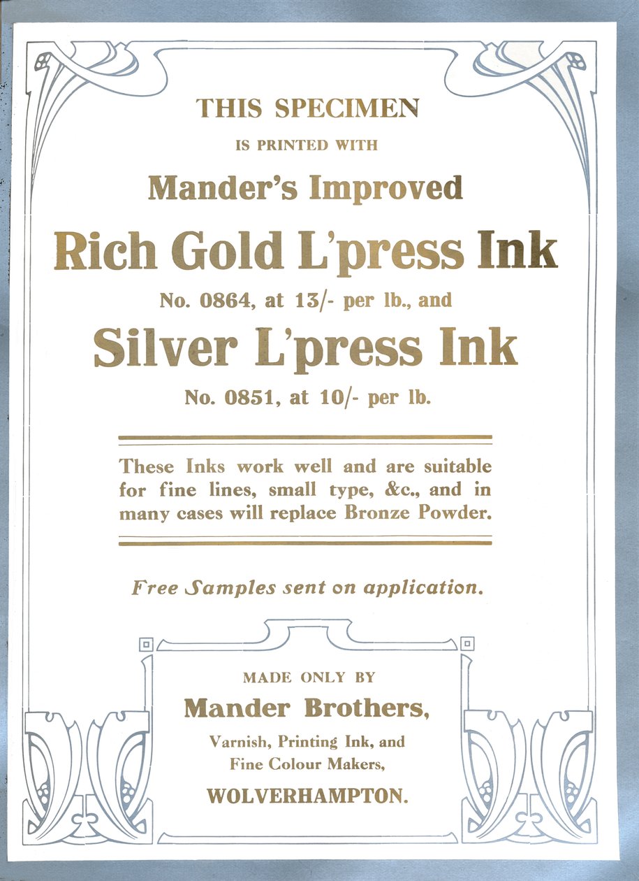 Mander Brothers hirdetése, 1919 alkotó: Mander Brothers