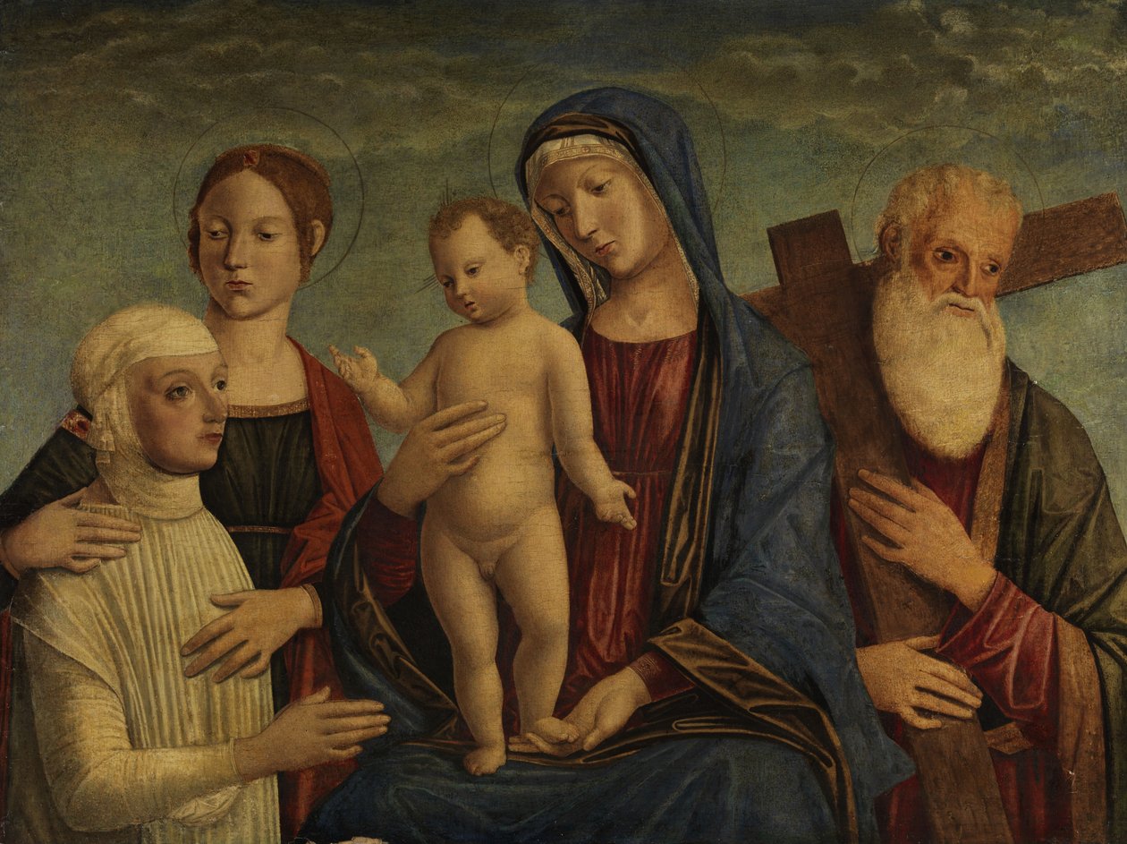 Madonna a gyerekkel, két szent és egy donor figura alkotó: Manner of Jacopo Bellini
