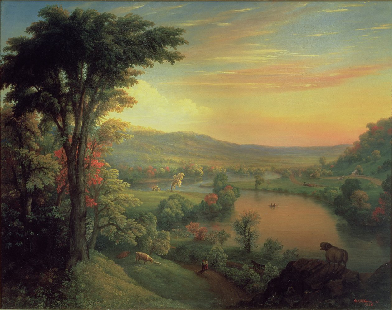 Kilátás a Mohawkra a Little Falls közelében, 1854 alkotó: Mannevillette Elihu Dearing Brown