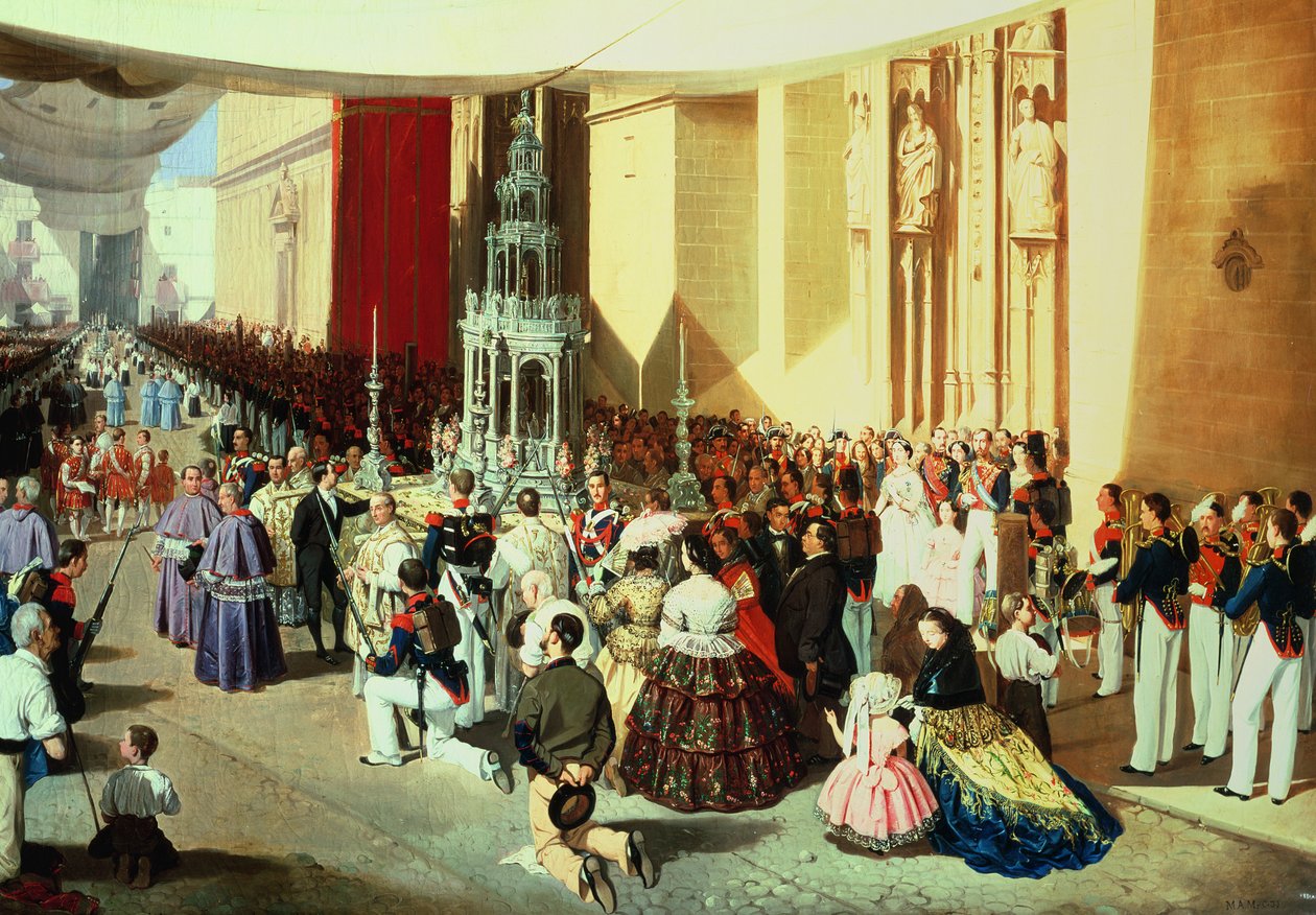 Corpus Christi körmenet Sevillában alkotó: Manuel Cabral y Aguado Bejarano