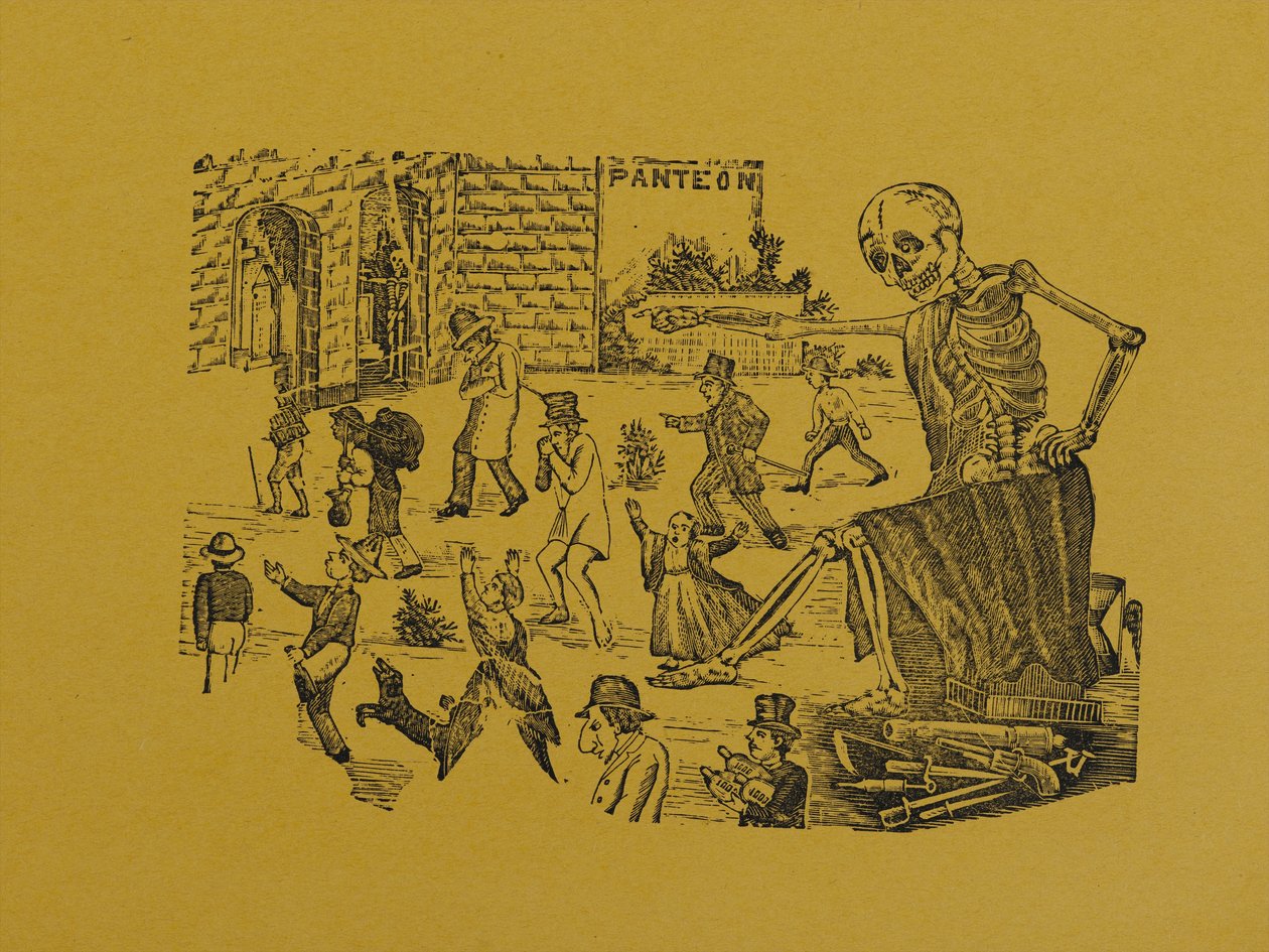 Giant Skeleton Dictator, 330 Grabados Originalesből, Antonio Vanegas Arroyo (1850-1917), Mexikóváros, Mexikó (domborműves gravírozás) alkotó: Manuel Manilla