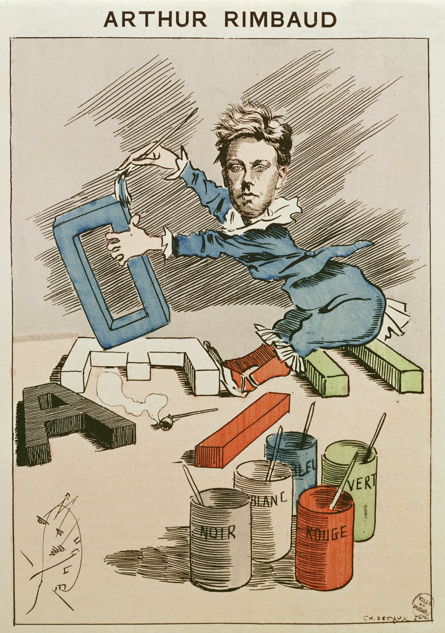 Arthur Rimbaud (1854-91) karikatúrája a „Les Hommes d