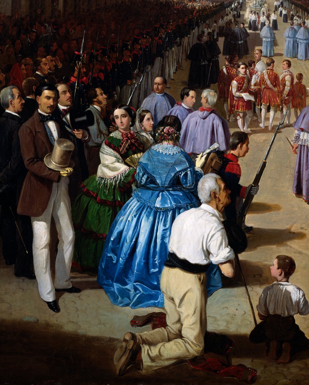 Corpus Christi körmenet Sevillában 1857-ben, Manuel Cabral Aguado Bejarano (1828-1891) festménye, részlet, Spanyolország alkotó: Manuel Cabral y Aguado Bejarano