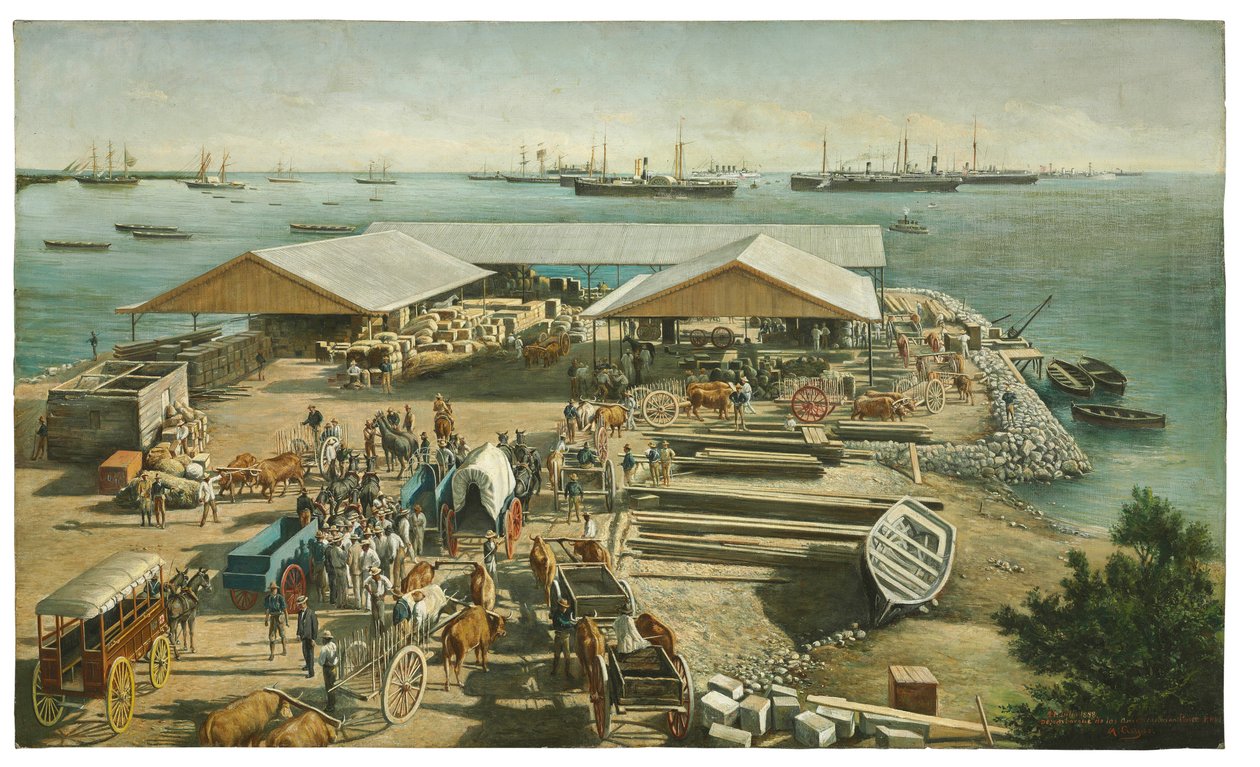 Az amerikai kiszállása Ponce-ban, Puerto Ricóban, 1898. július 27-én alkotó: Manuel Cuyàs Agulló