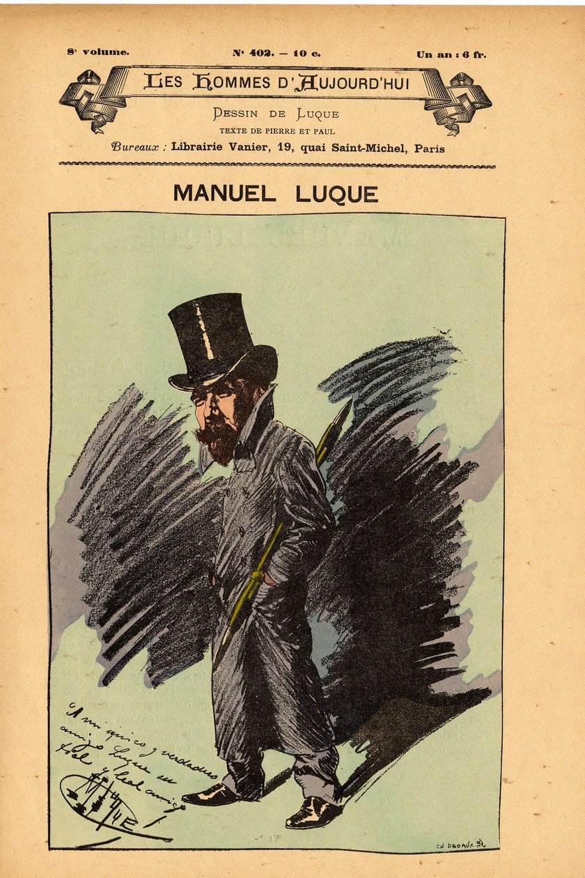 A The Men of Today címlapja, 402. szám, Manuel Luque (1854-1919) illusztrációja: Karikaturisták - Luque Manuel (1854-1924) alkotó: Manuel Luque