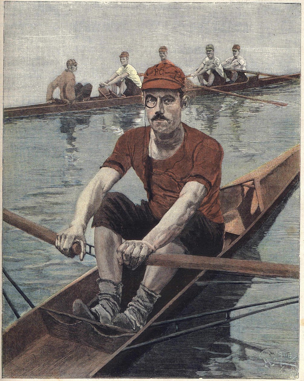 Evezős verseny, Franciaországban Illusztráció: Luque, a Le soleil du dimanche francia újságból alkotó: Manuel Luque