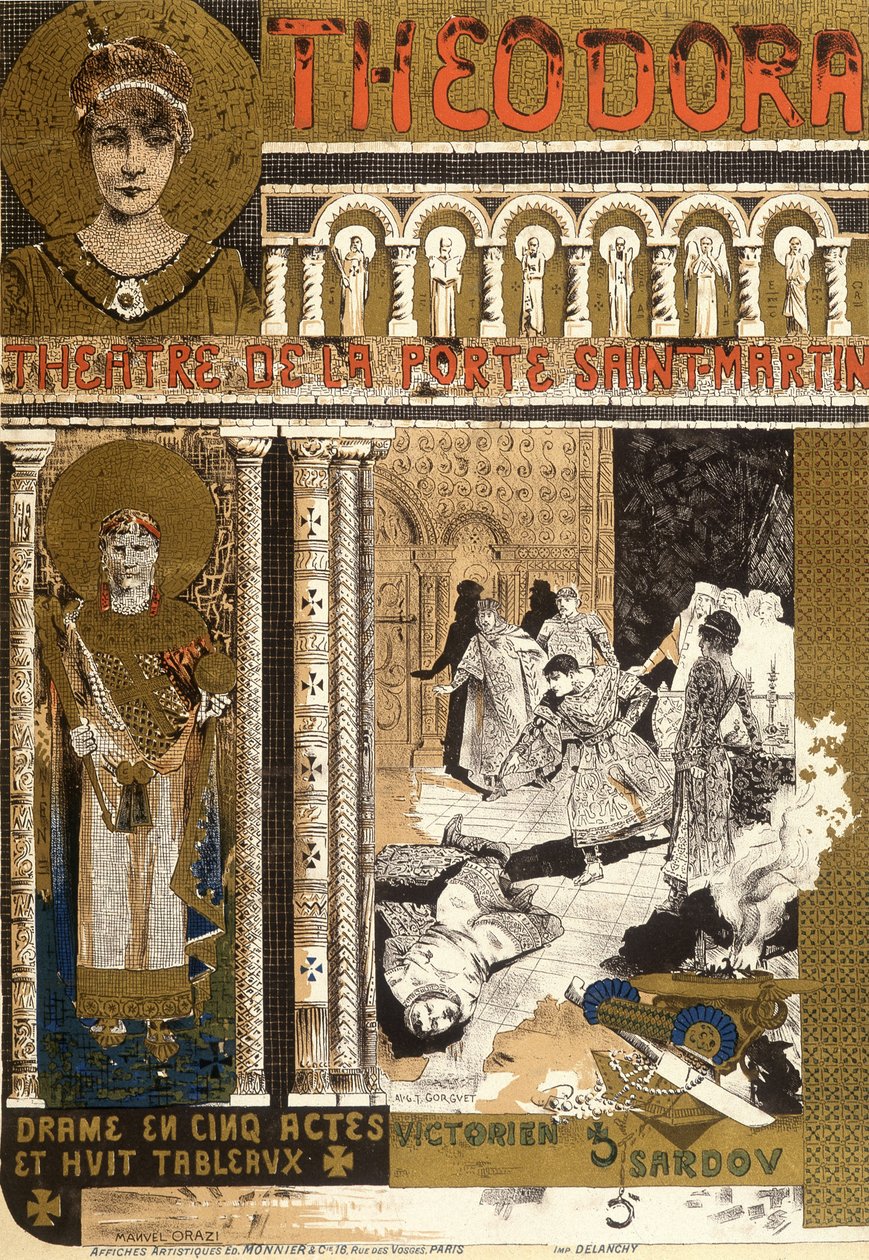 Theodora, a párizsi Porte Saint Martin Színházban. Illusztráció: Manuel Orazi alkotó: Manuel Orazi